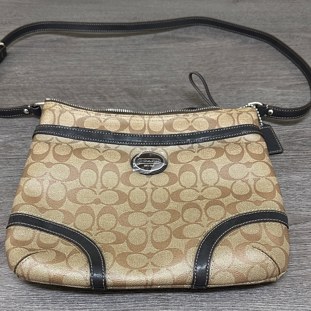 Coach Tan and Black Crossbody Bag